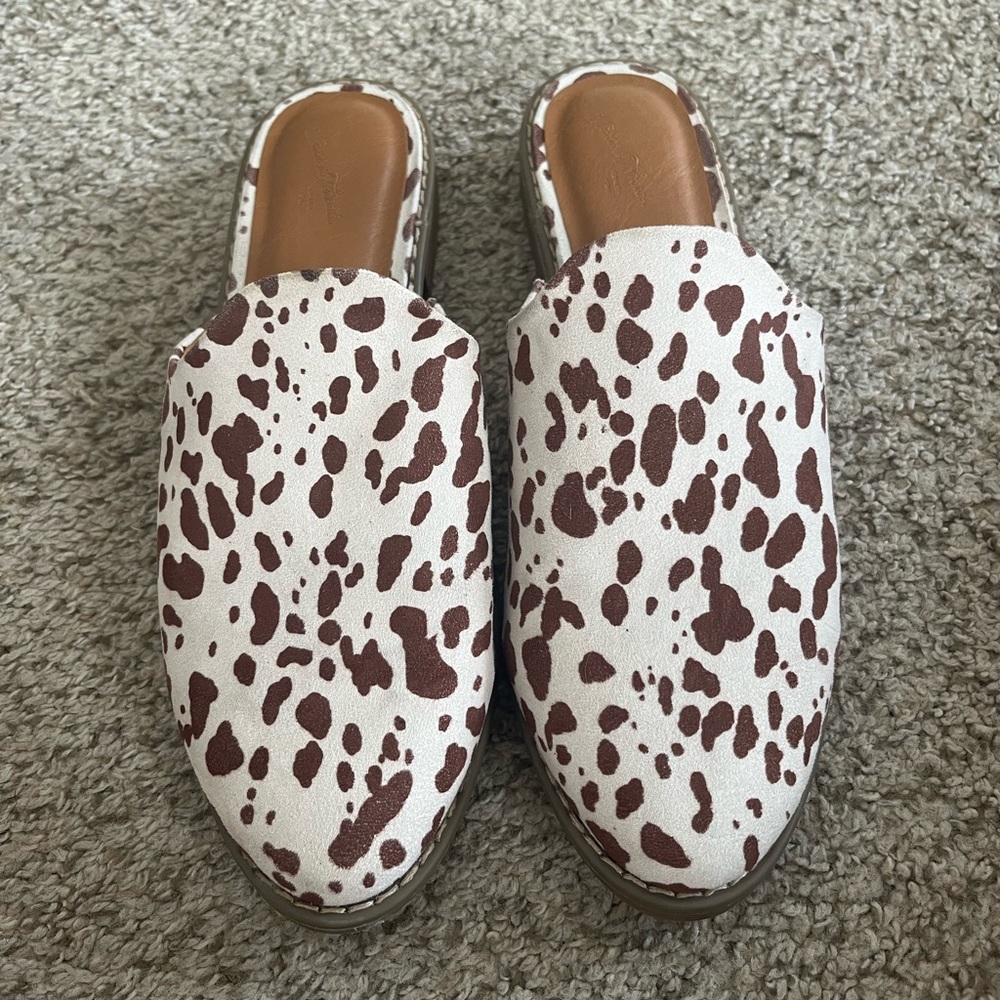 Cow Print Mules